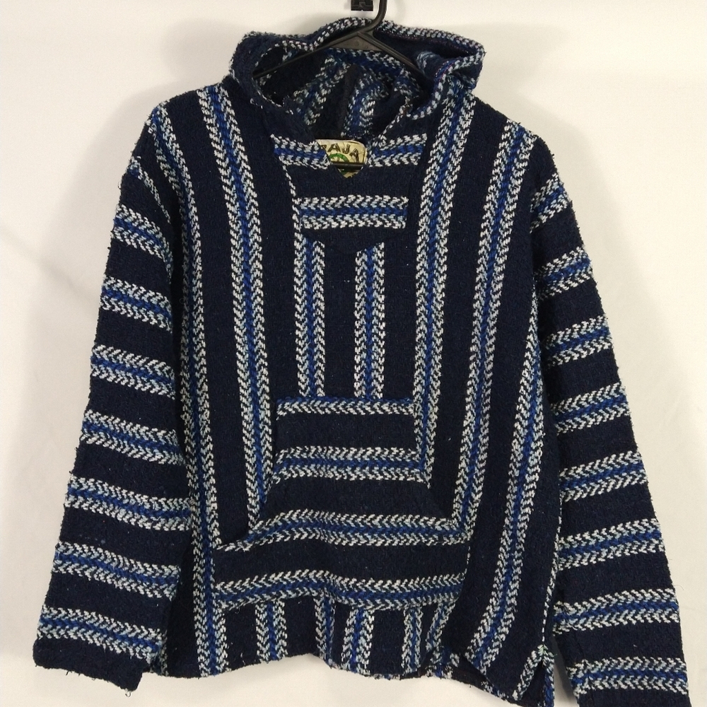 Men's Vintage Baja Joe Poncho Pullover Hoodie Size Medium